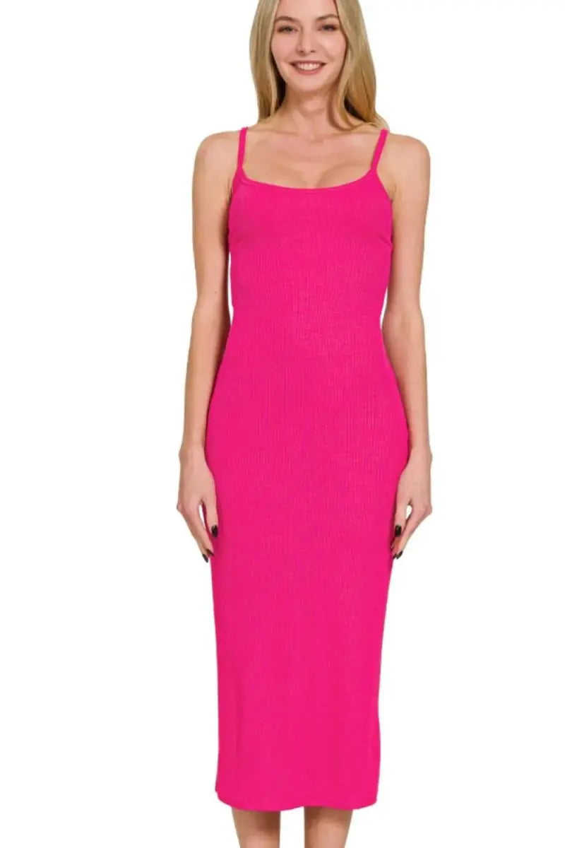 Zenana Ribbed Bodycon Midi Dress for Effortless Style - Love Salve